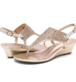 Gold Low Wedge Sandal-3