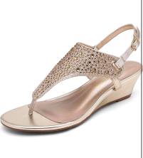 Gold Low Wedge Sandal-4